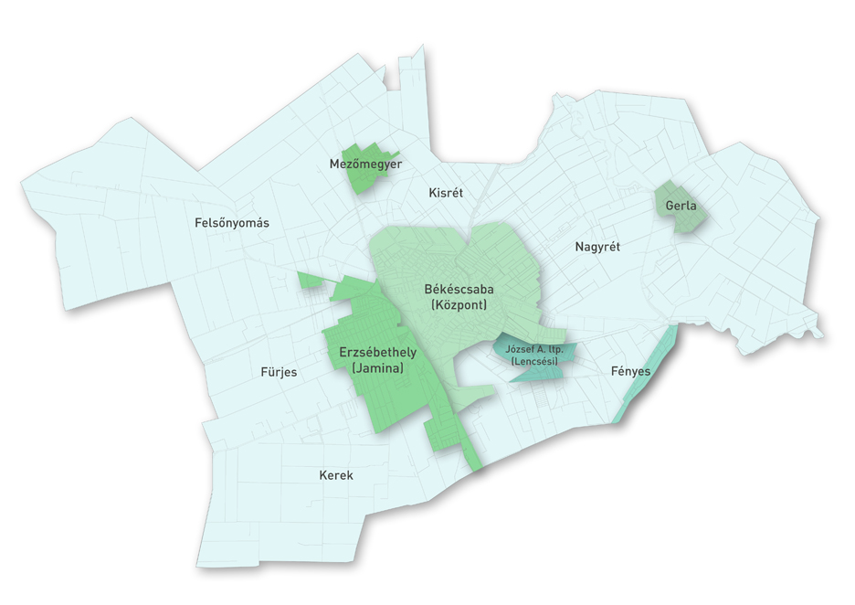 békéscsaba kerületek térkép Térképek
