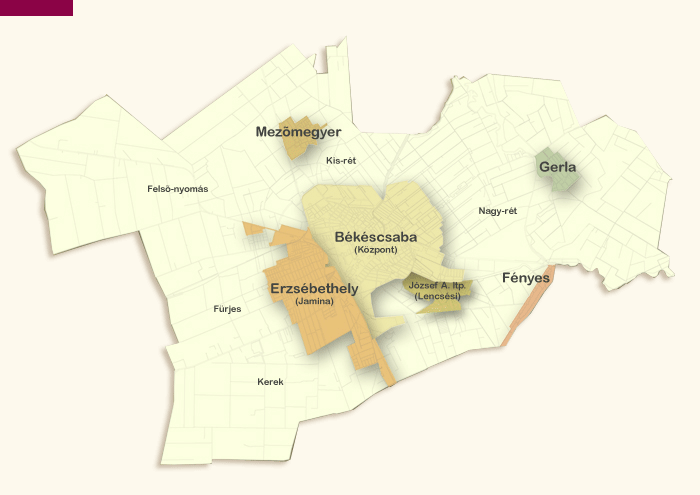 békéscsaba kerületei térkép Térképek békéscsaba kerületei térkép