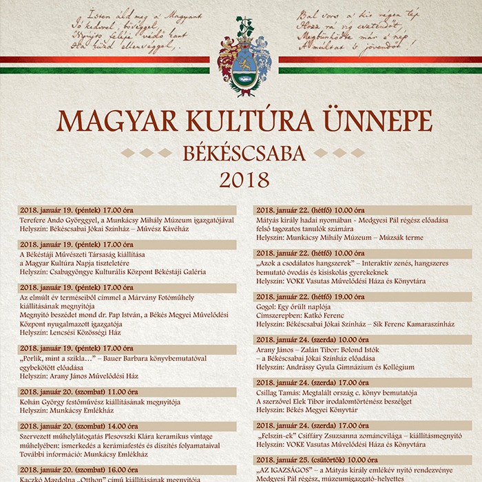 Magyar Kultúra Ünnepe Békéscsaba 2018
