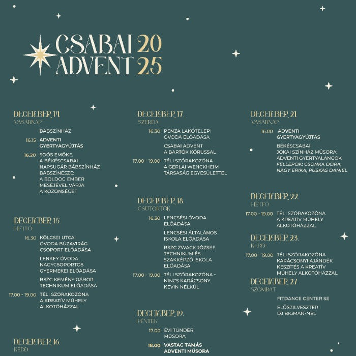 Csabai Advent programok a Szent István téren