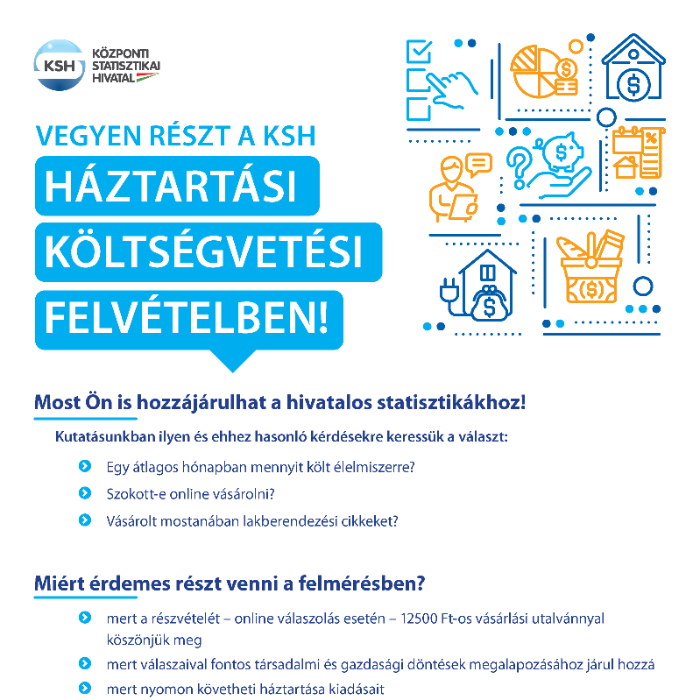 KSH - Vegyen részt a KSH háztartási költségvetési felvételben!