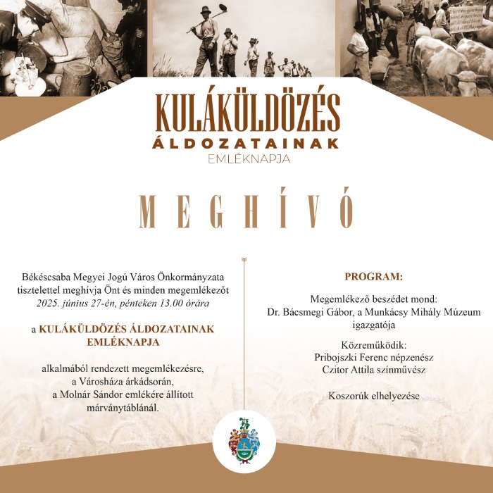 Kuláküldözés áldozatainak emléknapja - MEGHÍVÓ