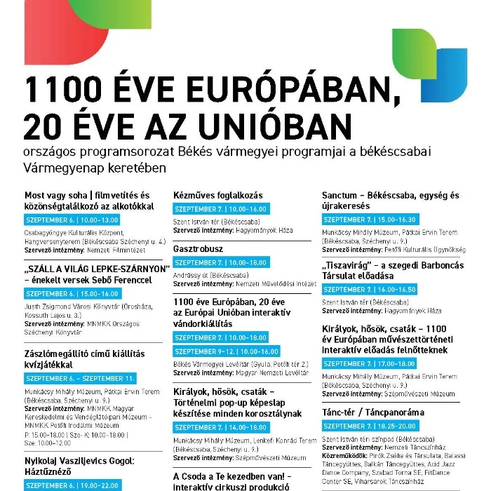 országos programsorozat békés vármegyei programjai a békéscsabai vármegyenap keretében. képe